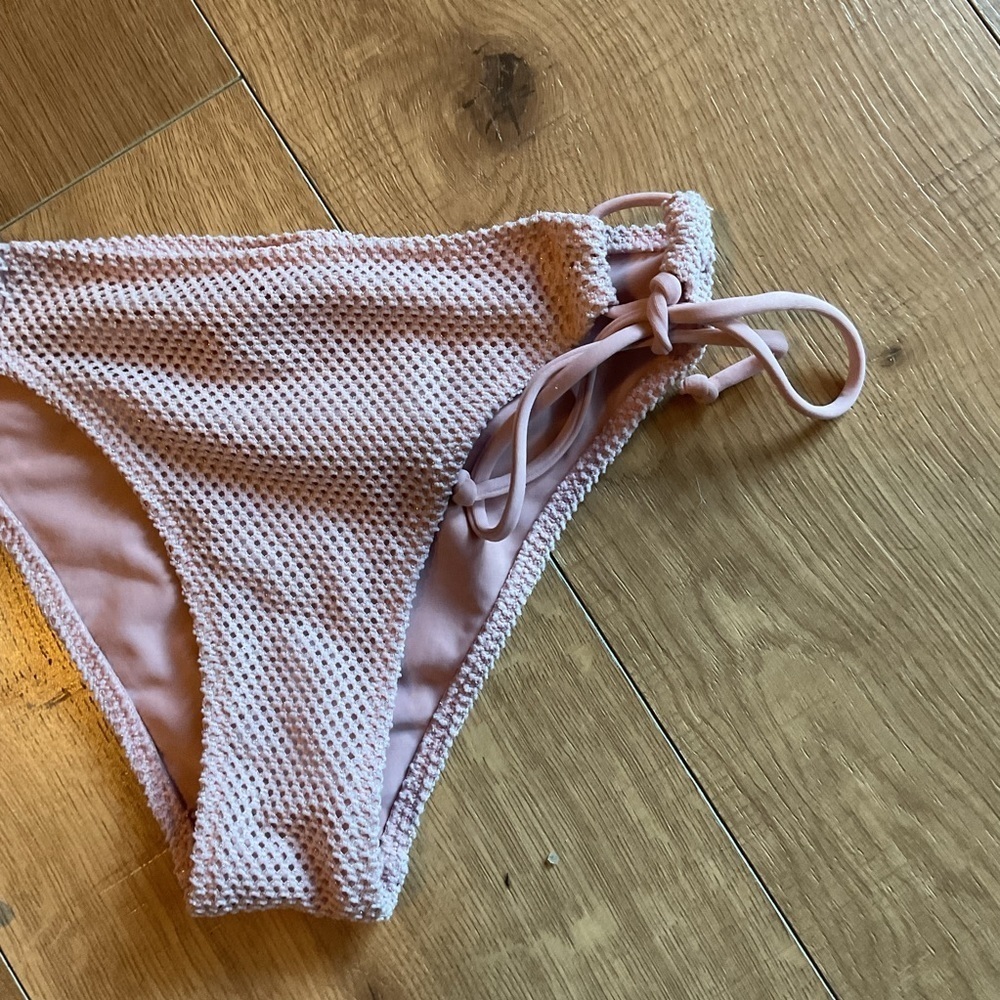 Victoria’s Secret PINK High Waisted Bikini Bottom Side Tie Pink Small - Picture 3 of 4